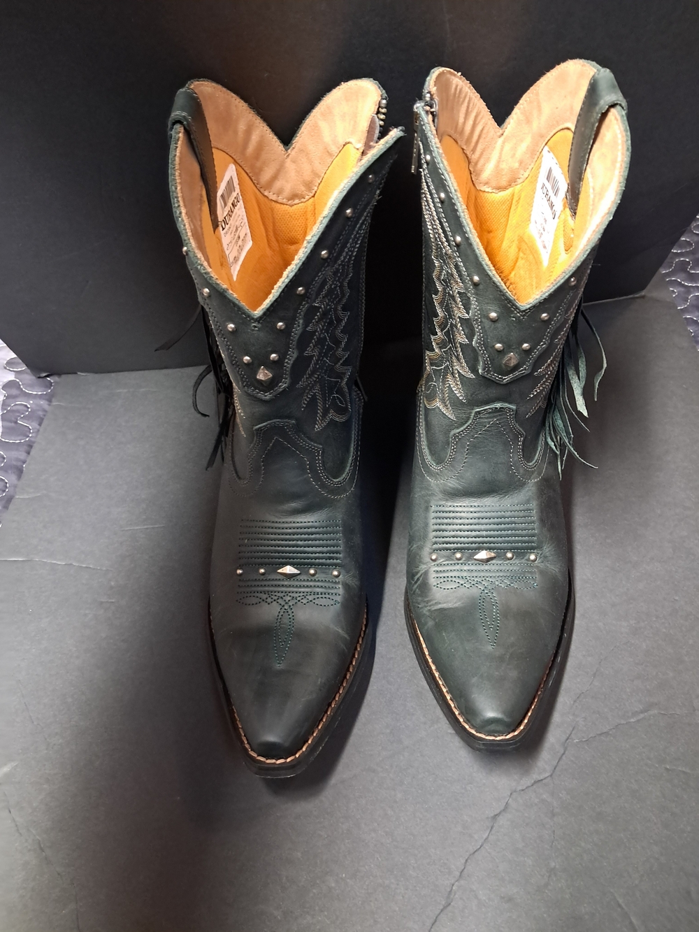 Durango Crush Womens 8m Smokey Teal Leather Fringe Western Boots
